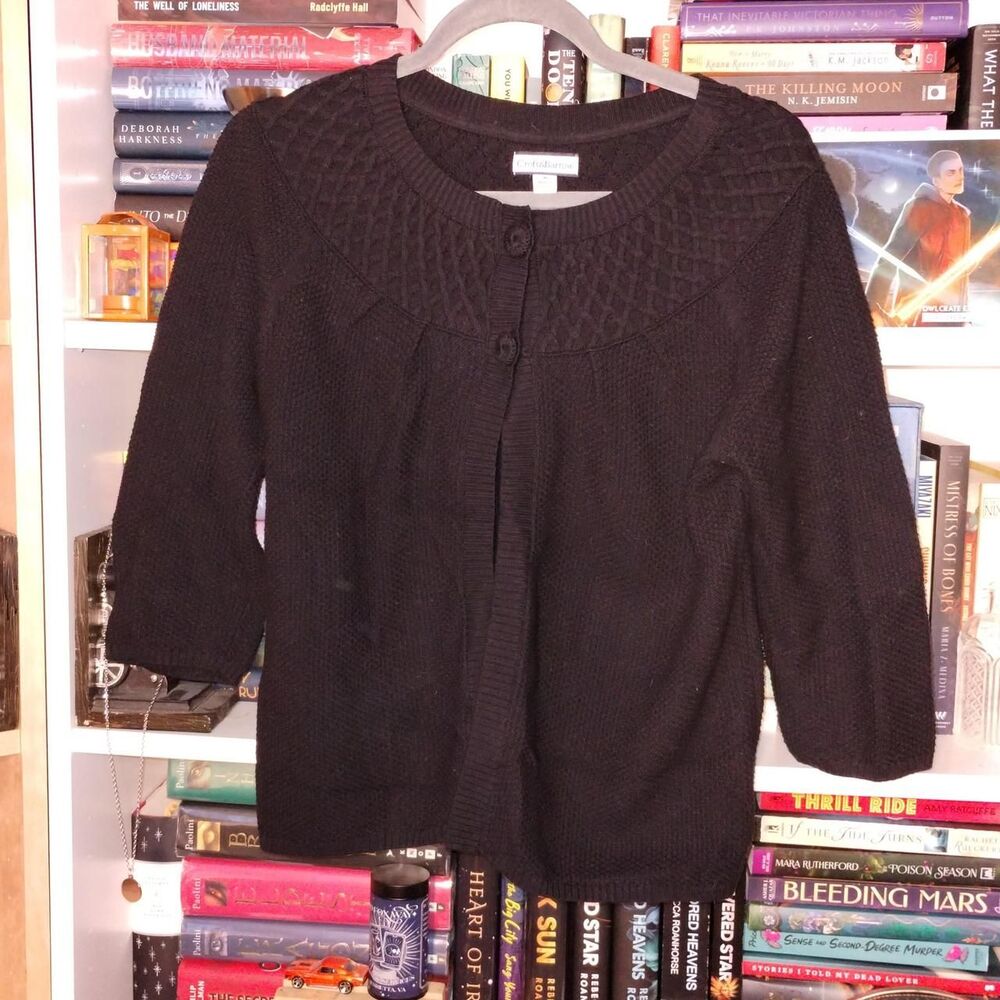 Croft & Barrow Black Short Cape Sweater 3/4 Sleeve.